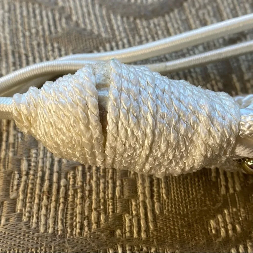 Vintage 80's rope braided belt L/XL Cream Tan Gold Size Large White Party